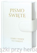 Pismo Święte. Stary i Nowy Testament (oprawa skóropodobna biała, format B5) z zapięciem magnetycznym